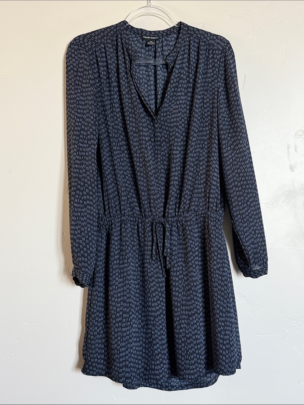 Hilary Radley Navy Dress Long Sleeve Drawstring Summer Dress